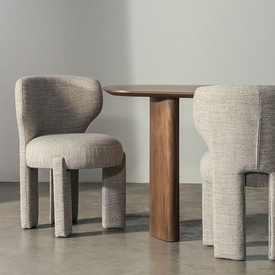 Upholstered Chair Elaine Beige, Rounded Shape