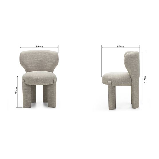Upholstered Chair Elaine Beige, Rounded Shape
