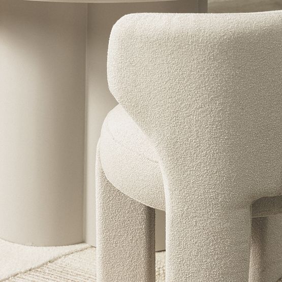 Upholstered Chair Elaine Cream, Boucle, Rounded Shapes