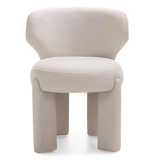 Upholstered Chair Elaine Cream, Boucle, Rounded Shapes