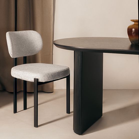 Upholstered Chair Flare, Beige/Black Legs