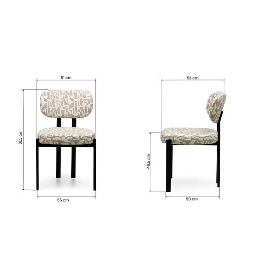 Upholstered Chair Flare, Beige-Cream/Black Legs