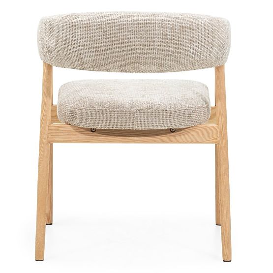 Upholstered Chair Giovani, Beige/Oak Wood, Rounded