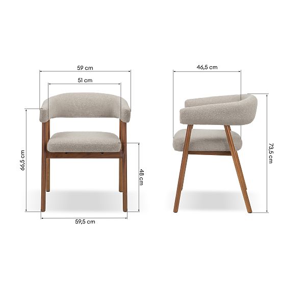 Upholstered Chair Giovani, Light Brown/Oak Wood, Rounded