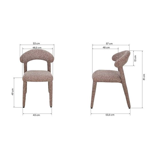 Upholstered Chair Hiroki, Beige-Bordeaux Mélange