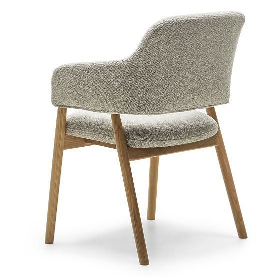 Upholstered Chair Sanremo Light Gray, Boucle/Oak