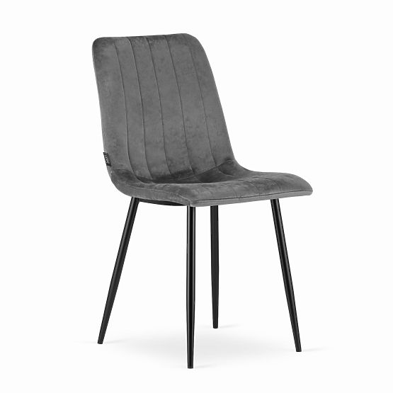Upholstered Chair Set of 4 - Dark Gray Velvet