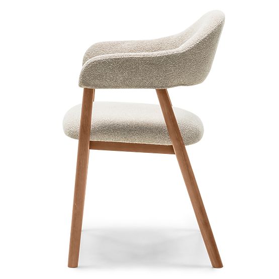 Upholstered Chair Sorrento, Beige, Boucle/Light Walnut
