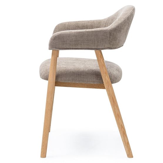 Upholstered Chair Sorrento, Dark Beige, Oak