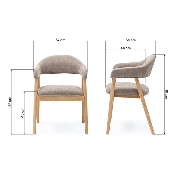 Upholstered Chair Sorrento, Dark Beige, Oak