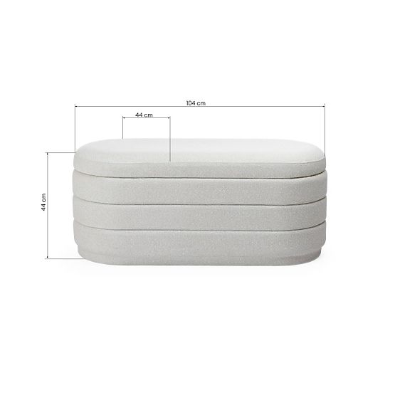 Upholstered Layer Pouf with Storage, Beige