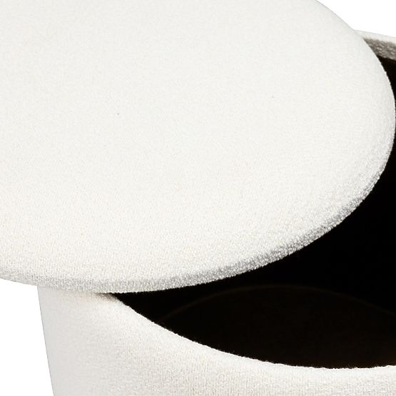 Upholstered Pebble Pouf with Storage, Round, White