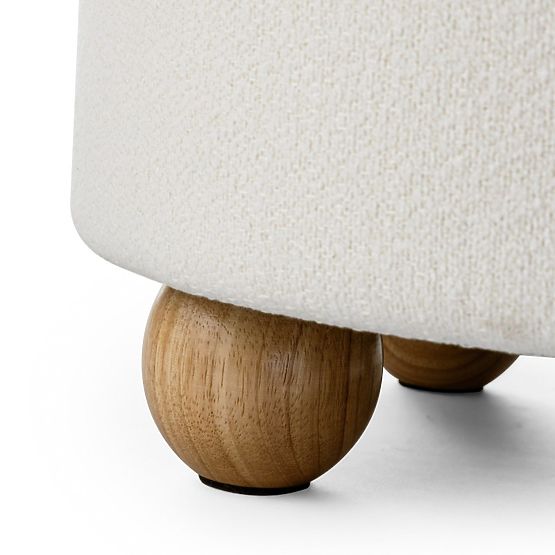 Upholstered Pebble Pouf with Storage, Round, White