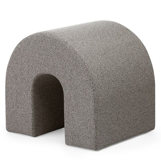 Upholstered Pouf Arc, Rounded, Light Brown