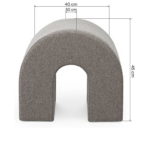 Upholstered Pouf Arc, Rounded, Light Brown