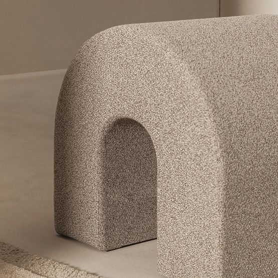 Upholstered Pouf Arc, Rounded, Light Brown