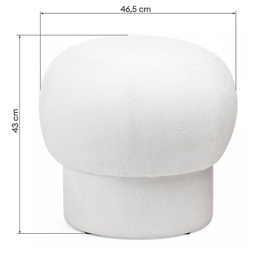 Upholstered Pouf Bloop, Round, White