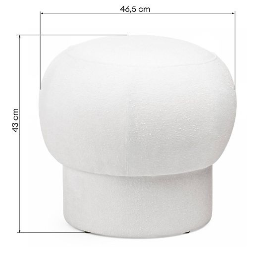 Upholstered Pouf Bloop, Round, White