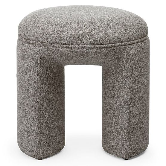 Upholstered Pouf Cove, Rounded, Light Brown
