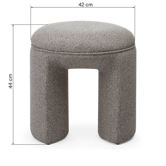 Upholstered Pouf Cove, Rounded, Light Brown