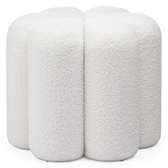 Upholstered Pouf Quad, White, Boucle