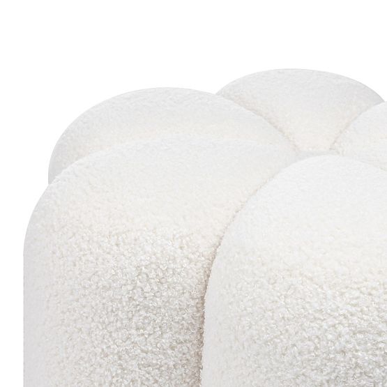 Upholstered Pouf Quad, White, Boucle
