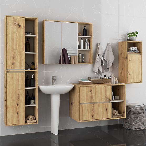 VAMI Hanging Bathroom Furniture Set Artisan Oak / Cashmere