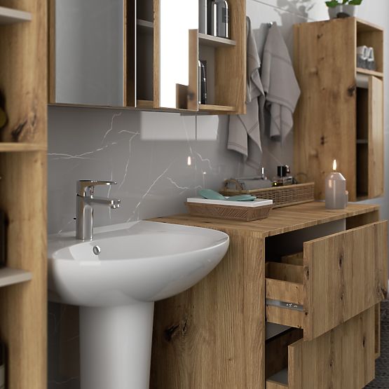 VAMI Hanging Bathroom Furniture Set Artisan Oak / Cashmere