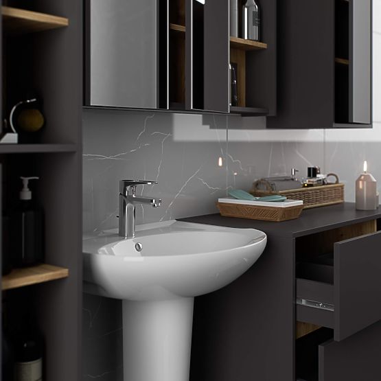 WALL-MOUNTED BATHROOM CABINET VAMI W50 GRAPHITE GRAY / ARTISAN OAK