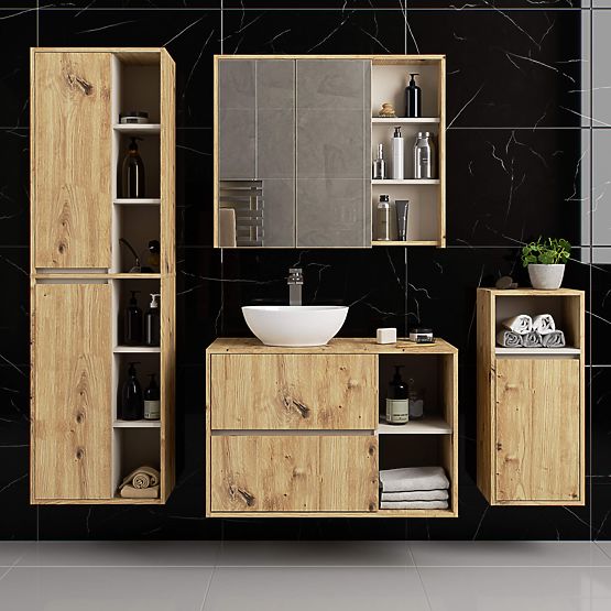 BATHROOM WALL CABINET VAMI W50 OAK ARTISAN / CASHMERE