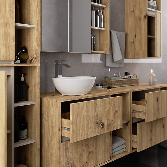 BATHROOM WALL CABINET VAMI W50 OAK ARTISAN / CASHMERE