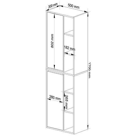 BATHROOM WALL CABINET VAMI W50 2D 6P WHITE / SONOMA OAK