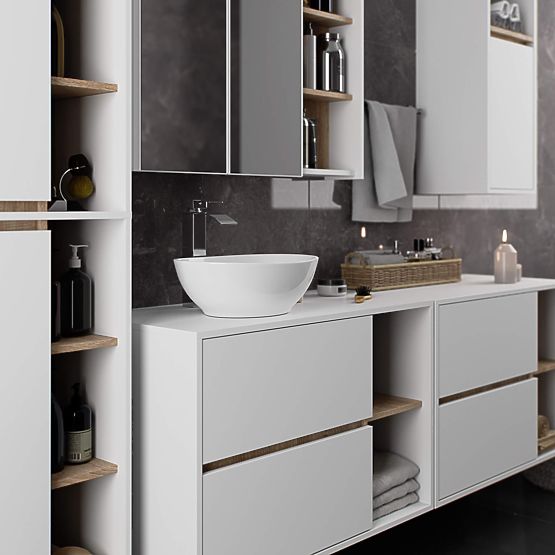 BATHROOM WALL CABINET VAMI W50 2D 6P WHITE / SONOMA OAK