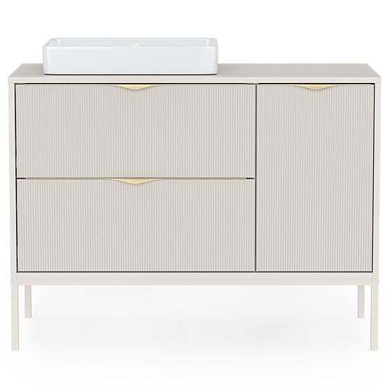 Vanity Cabinet for Countertop Livia 100 cm, Cashmere, Metal Legs, Grooved