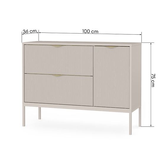 Vanity Cabinet for Countertop Livia 100 cm, Cashmere, Metal Legs, Grooved
