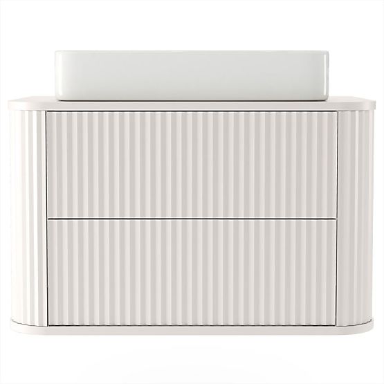 Vanity Cabinet for Countertop Nuvia 80 cm, Cashmere, Rounded, Grooved