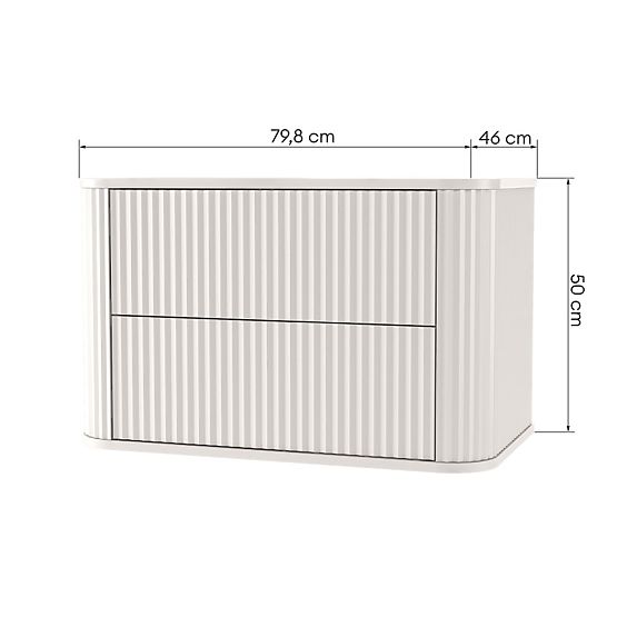 Vanity Cabinet for Countertop Nuvia 80 cm, Cashmere, Rounded, Grooved