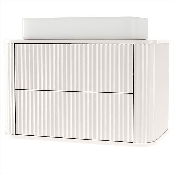 Vanity Cabinet for Countertop Nuvia 80 cm, Cashmere, Rounded, Grooved
