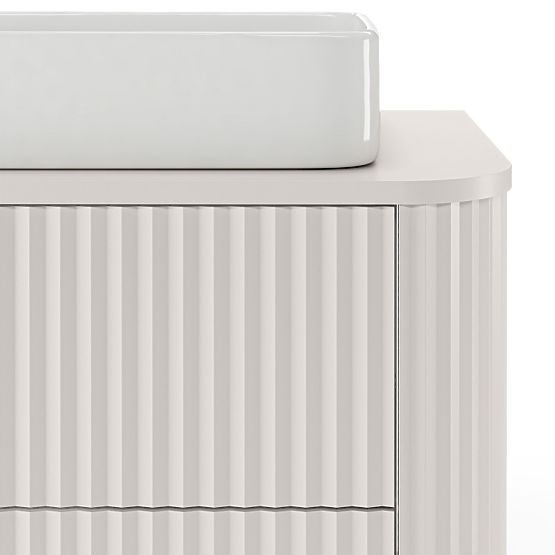 Vanity Cabinet for Countertop Nuvia 80 cm, Cashmere, Rounded, Grooved