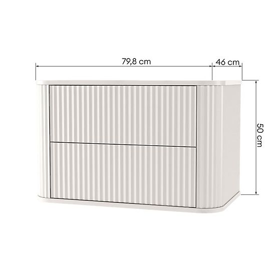 Vanity Cabinet for Countertop Nuvia 80 cm, Cashmere, Rounded, Grooved