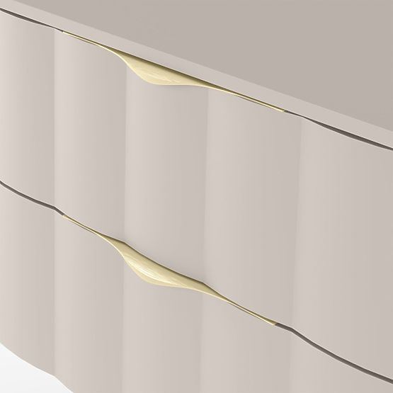 Vanity Cabinet for Countertop Omi 80 cm, Wavy Front Panel, Gold Handles, Cashmere Beige