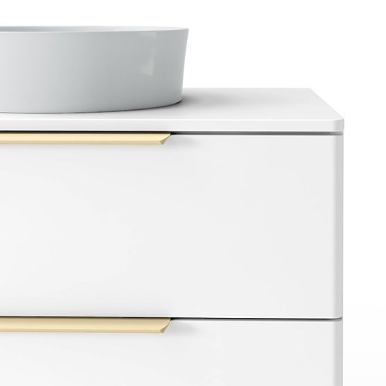 Vanity Cabinet for Countertop Tidea 80 cm, White, Gold Handles