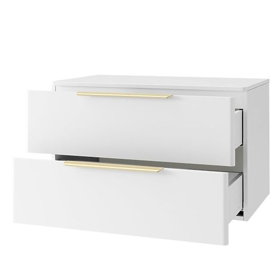Vanity Cabinet for Countertop Tidea 80 cm, White, Gold Handles