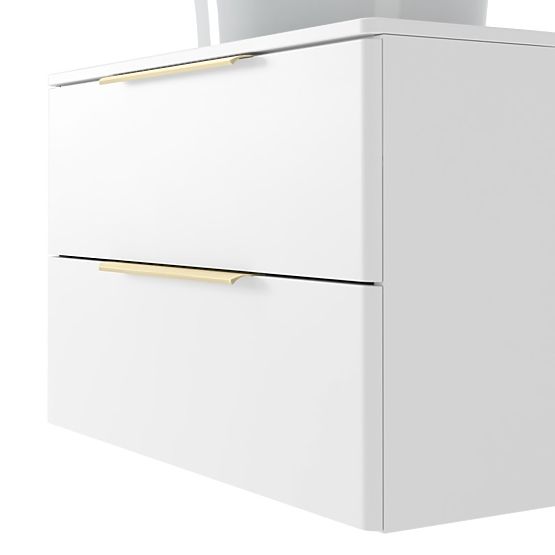 Vanity Cabinet for Countertop Tidea 80 cm, White, Gold Handles