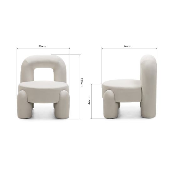 Vasto Relaxation Chair, Cream, Velvet, Rounded Shapes