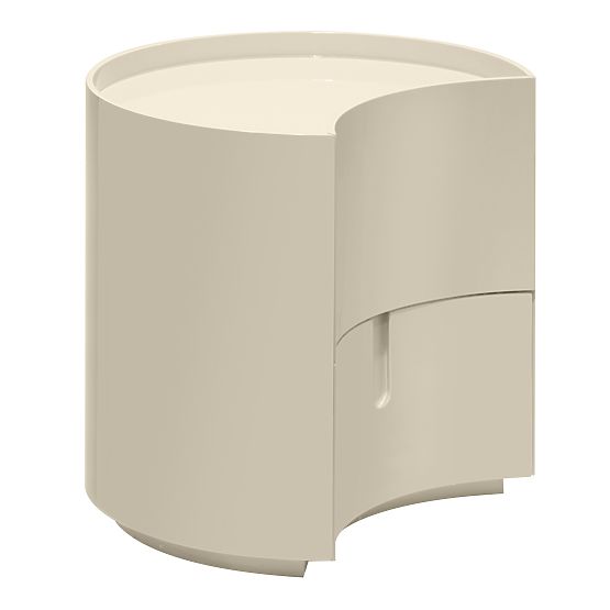 Vena Nightstand with Drawers, Cream White, Rounded, Glossy