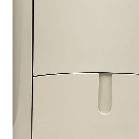 Vena Nightstand with Drawers, Cream White, Rounded, Glossy