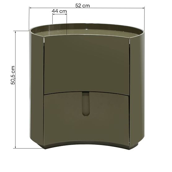 Vena Nightstand with Drawers, Green/Gray, Rounded, Glossy