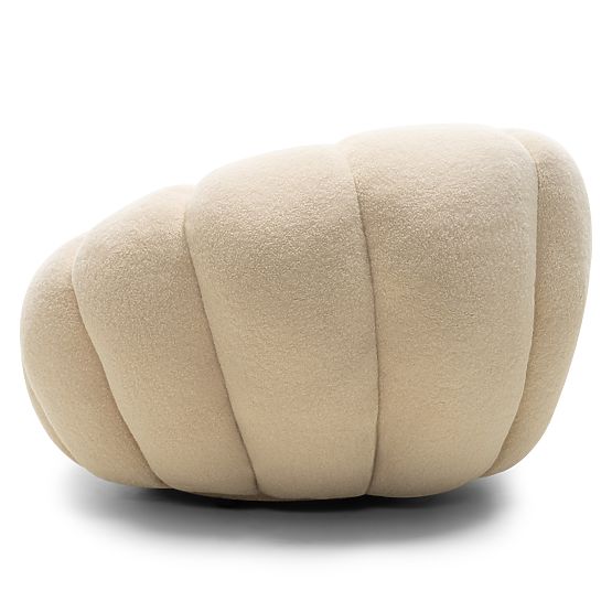 Venezia Beige Relaxation Chair with Swivel Base, Boucle, Rounded Shapes