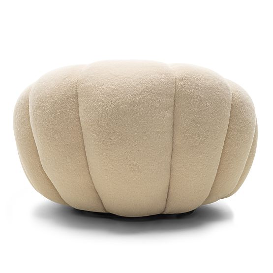 Venezia Beige Relaxation Chair with Swivel Base, Boucle, Rounded Shapes